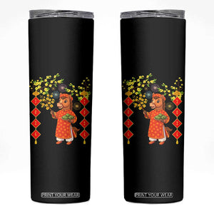 Funny Tet Holiday Skinny Tumbler Cute Horse In Ao Dai TS12 Black Print Your Wear