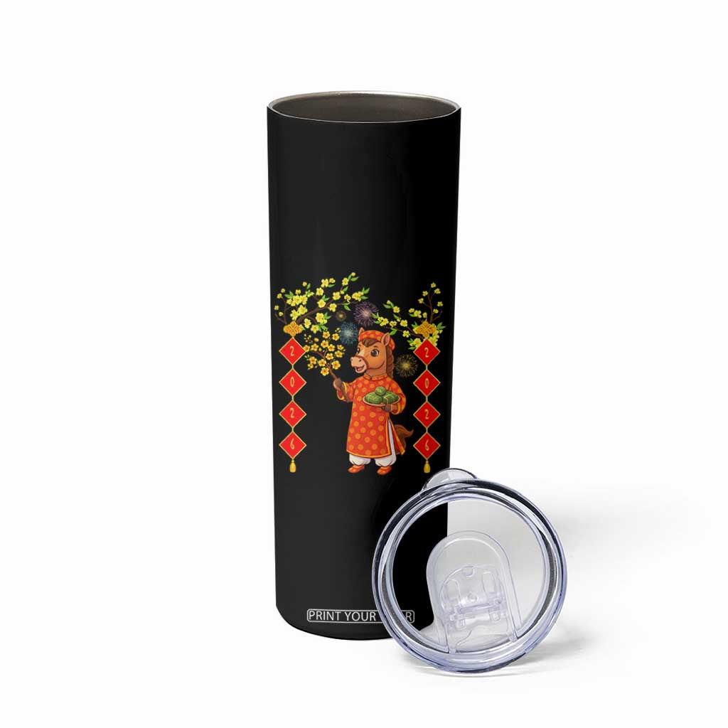 Funny Tet Holiday Skinny Tumbler Cute Horse In Ao Dai TS12 Print Your Wear