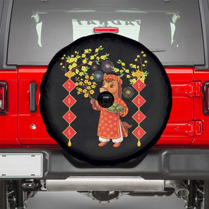 Funny Tet Holiday Spare Tire Cover Cute Horse In Ao Dai TS12 Black Print Your Wear