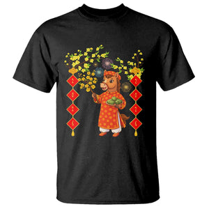 Funny Tet Holiday T Shirt Cute Horse In Ao Dai TS12 Black Print Your Wear