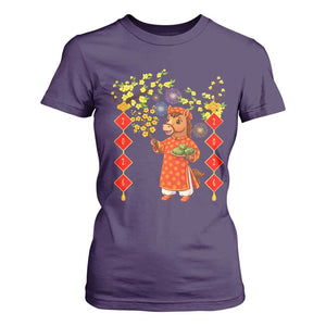 Funny Tet Holiday T Shirt For Women Cute Horse In Ao Dai TS12 Purple Print Your Wear