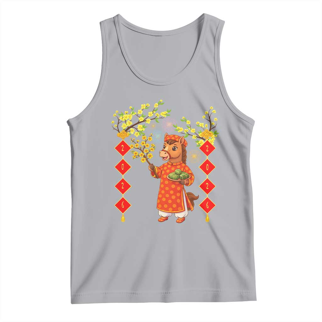 Funny Tet Holiday Tank Top Cute Horse In Ao Dai TS12 Athletic Heather Print Your Wear