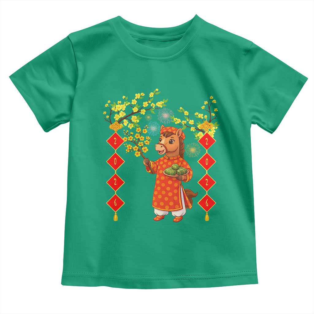 Funny Tet Holiday Toddler T Shirt Cute Horse In Ao Dai TS12 Irish Green Print Your Wear