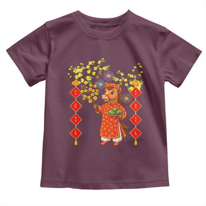 Funny Tet Holiday Toddler T Shirt Cute Horse In Ao Dai TS12 Maroon Print Your Wear