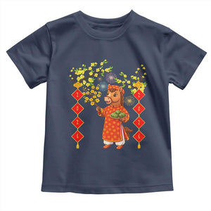 Funny Tet Holiday Toddler T Shirt Cute Horse In Ao Dai TS12 Navy Print Your Wear