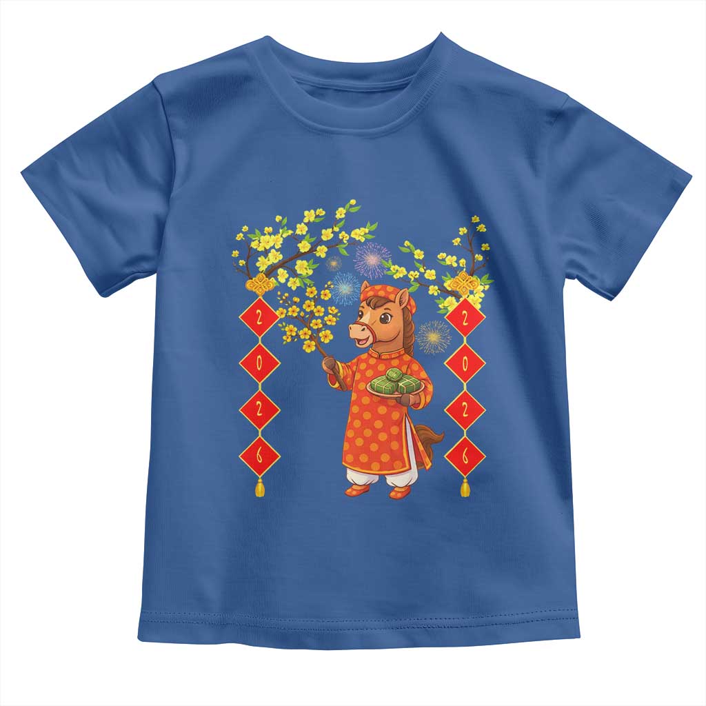 Funny Tet Holiday Toddler T Shirt Cute Horse In Ao Dai TS12 Royal Blue Print Your Wear