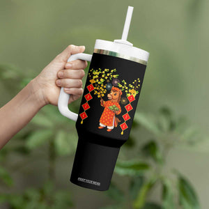 Funny Tet Holiday Tumbler With Handle Cute Horse In Ao Dai TS12 Print Your Wear