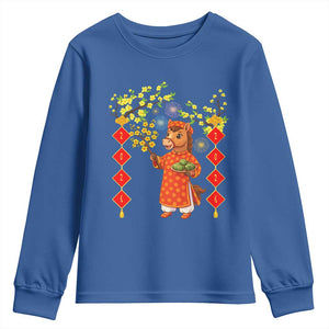 Funny Tet Holiday Youth Sweatshirt Cute Horse In Ao Dai TS12 Royal Blue Print Your Wear