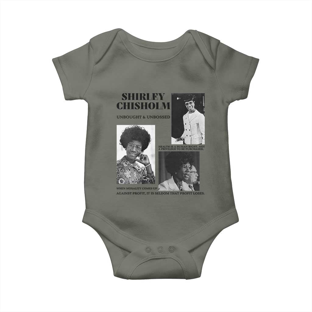 Shirley Chisholm Unbought And Unbossed Baby Onesie Vintage Feminist Poster TS12 Military Green Print Your Wear