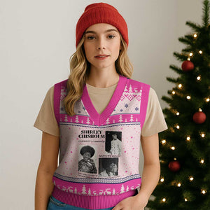 Shirley Chisholm Unbought And Unbossed V-Neck Knit Sweater Vest Vintage Feminist Poster TS12 Hot Pink Print Your Wear