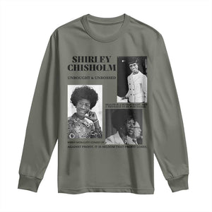 Shirley Chisholm Unbought And Unbossed Long Sleeve Shirt Vintage Feminist Poster TS12 Military Green Print Your Wear