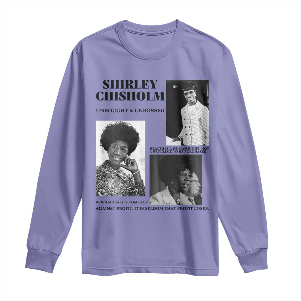 Shirley Chisholm Unbought And Unbossed Long Sleeve Shirt Vintage Feminist Poster TS12 Violet Print Your Wear
