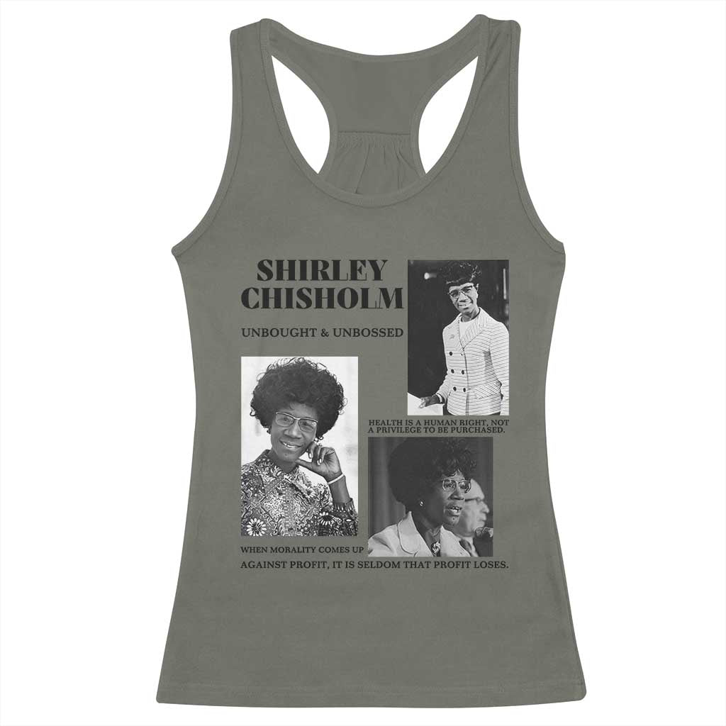 Shirley Chisholm Unbought And Unbossed Racerback Tank Top Vintage Feminist Poster TS12 Military Green Print Your Wear