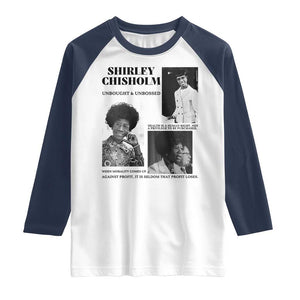Shirley Chisholm Unbought And Unbossed Raglan Shirt Vintage Feminist Poster TS12 White Navy Print Your Wear