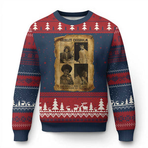 Vintage Shirley Chisholm Ugly Christmas Sweater When Morality Meets Profit Quote TS12 Navy Red Print Your Wear