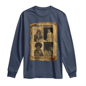 Vintage Shirley Chisholm Long Sleeve Shirt When Morality Meets Profit Quote TS12 Navy Print Your Wear