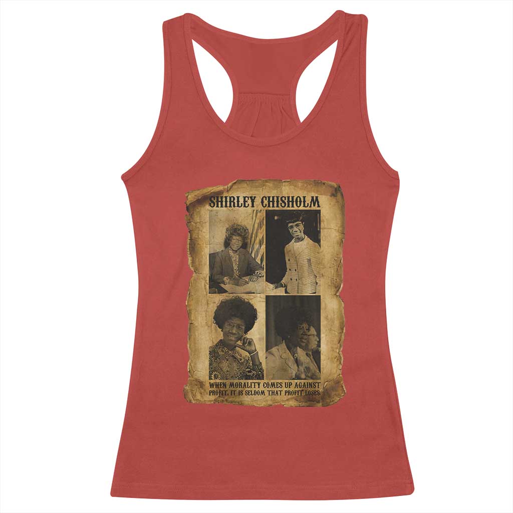Vintage Shirley Chisholm Racerback Tank Top When Morality Meets Profit Quote TS12 Red Print Your Wear