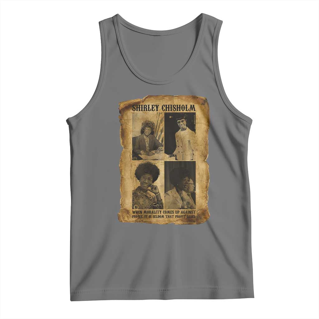 Vintage Shirley Chisholm Tank Top When Morality Meets Profit Quote TS12 Black Heather Print Your Wear