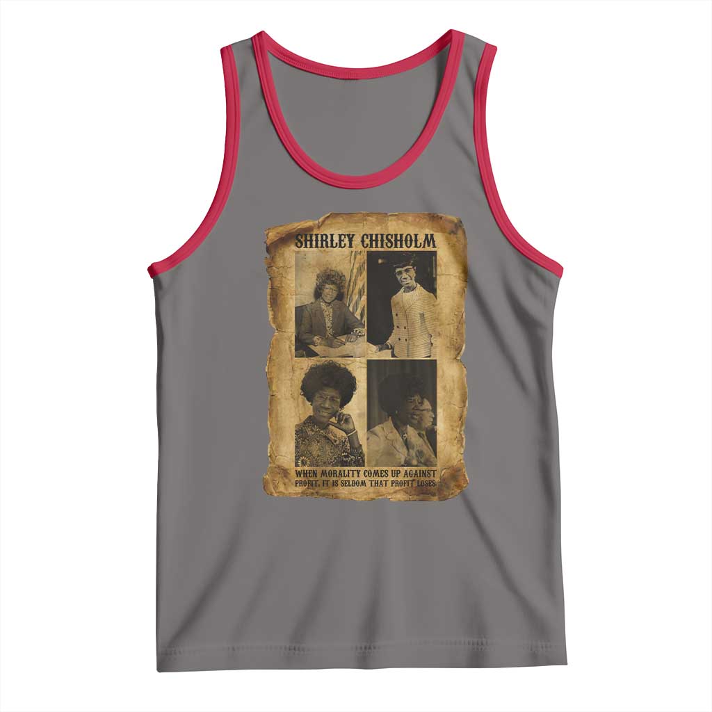 Vintage Shirley Chisholm Tank Top When Morality Meets Profit Quote TS12 Deep Heather Red Print Your Wear
