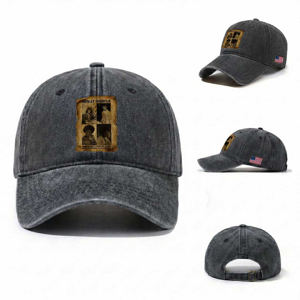 Vintage Shirley Chisholm Washed Cotton Baseball Cap When Morality Meets Profit Quote TS12 Washed Cap Universal Fit Dark Gray Print Your Wear