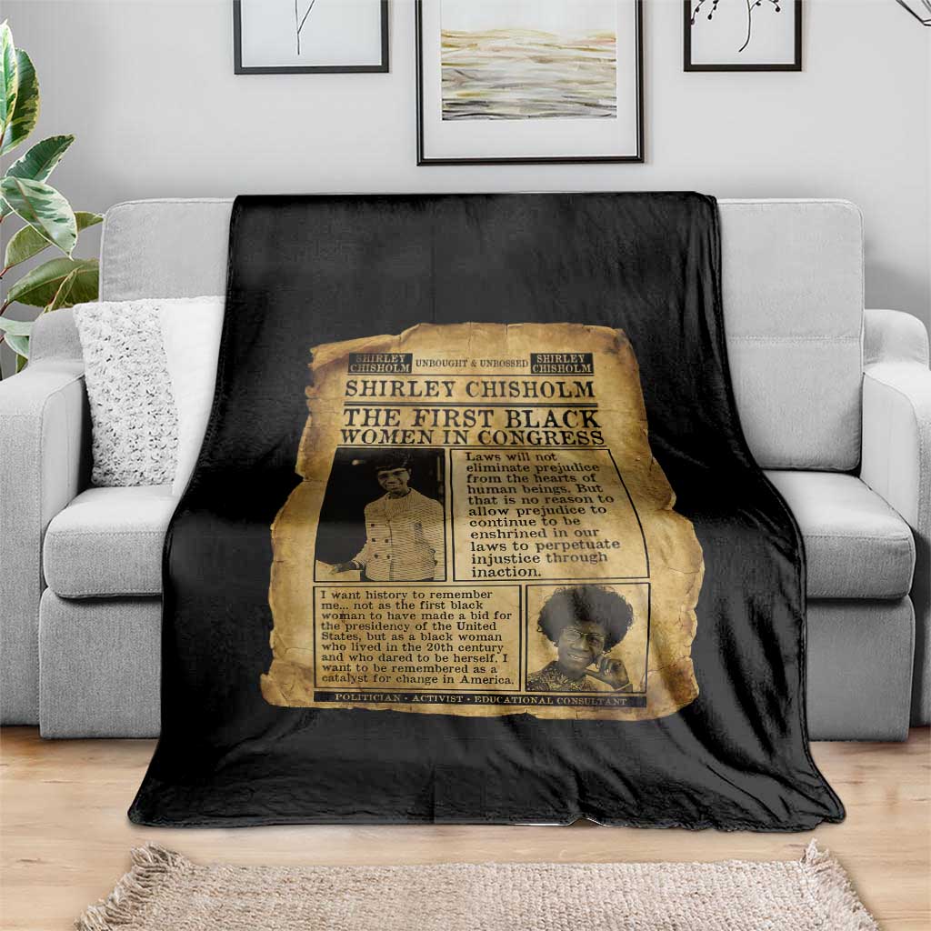 Vintage Newspaper Shirley Chisholm Throw Blanket First Black Woman In Congress TS12 Print Your Wear