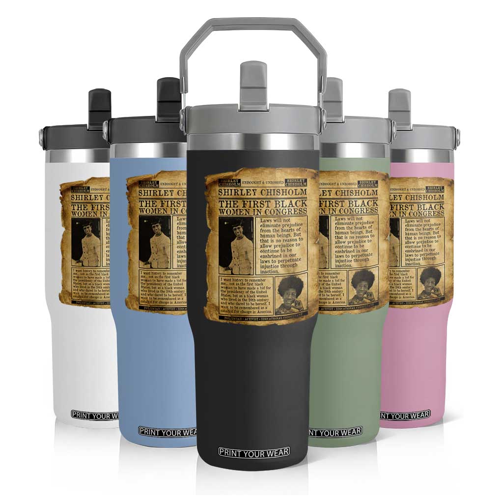 Vintage Newspaper Shirley Chisholm Flip Straw Tumbler First Black Woman In Congress TS12 Print Your Wear