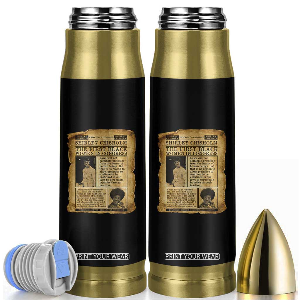 Vintage Newspaper Shirley Chisholm Bullet Tumbler First Black Woman In Congress TS12 Black Print Your Wear