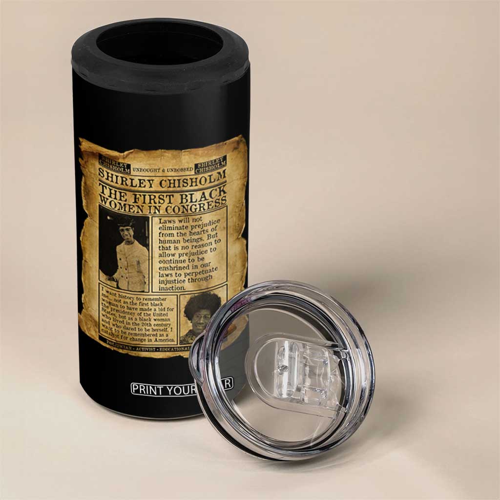 Vintage Newspaper Shirley Chisholm 4 in 1 Can Cooler Tumbler First Black Woman In Congress TS12 Print Your Wear