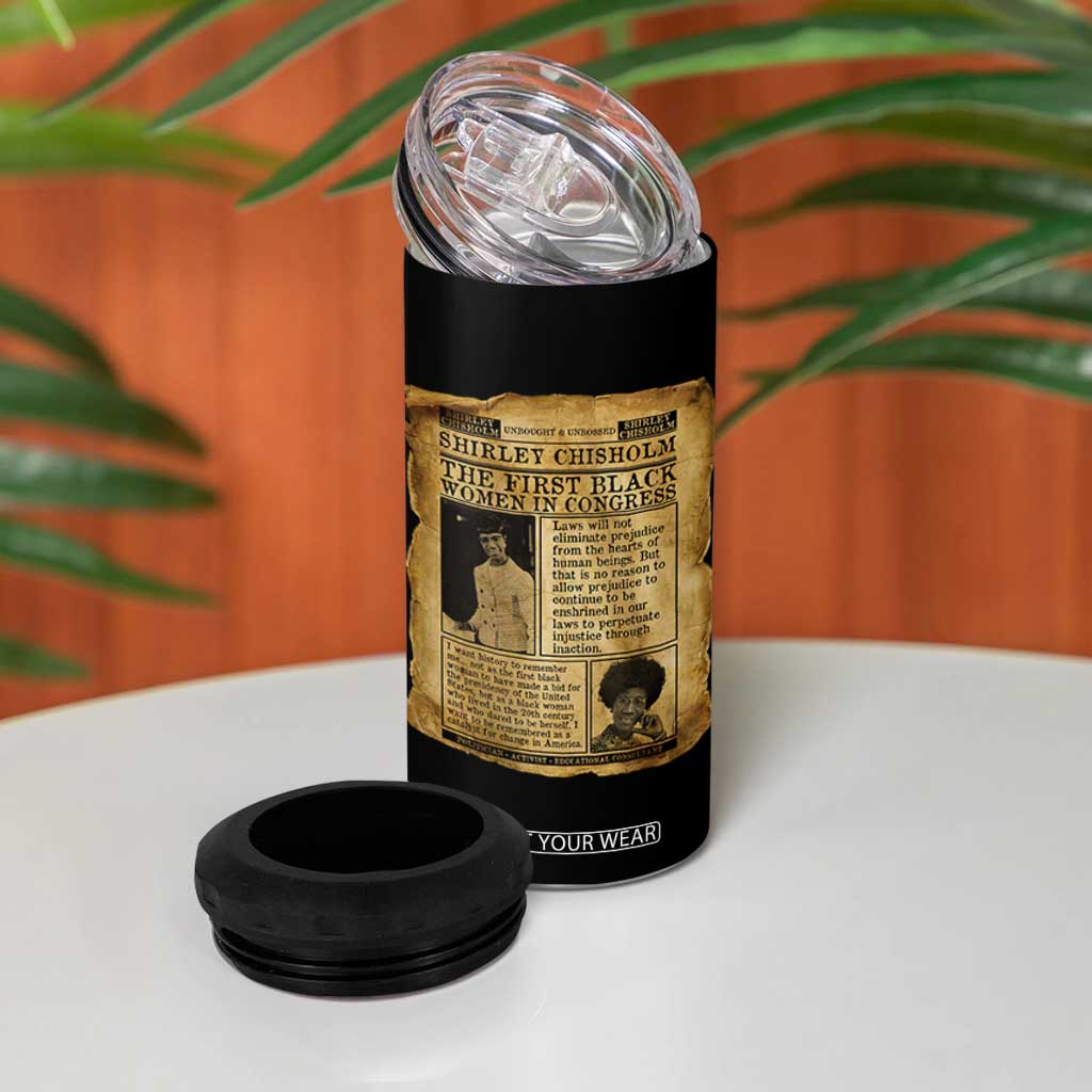 Vintage Newspaper Shirley Chisholm 4 in 1 Can Cooler Tumbler First Black Woman In Congress TS12 Print Your Wear