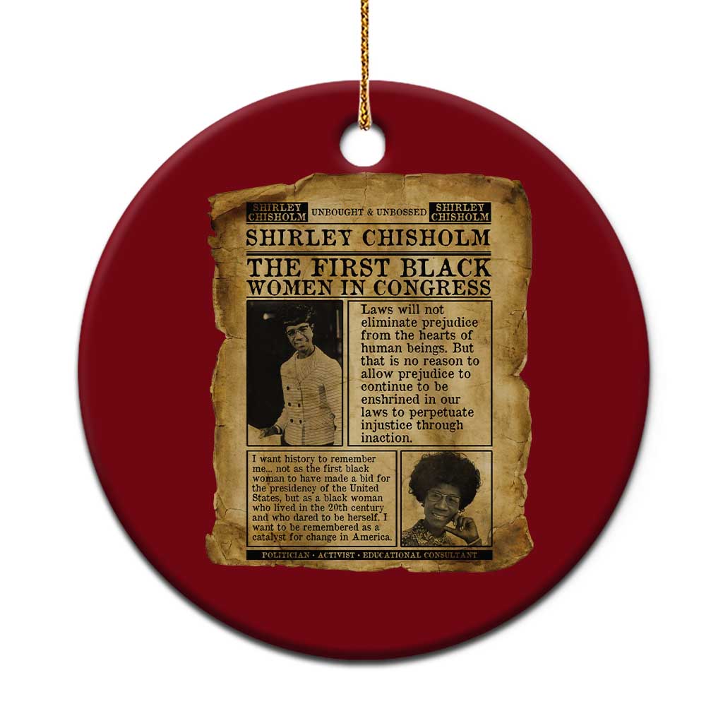 Vintage Newspaper Shirley Chisholm Ceramic Ornament First Black Woman In Congress TS12 1pc Red Print Your Wear