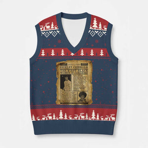Vintage Newspaper Shirley Chisholm V-Neck Knit Sweater Vest First Black Woman In Congress TS12 Navy Red Print Your Wear
