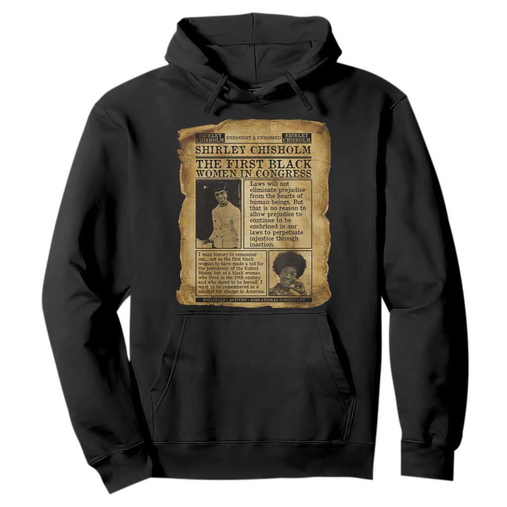 Vintage Newspaper Shirley Chisholm Hoodie First Black Woman In Congress TS12 Black Print Your Wear