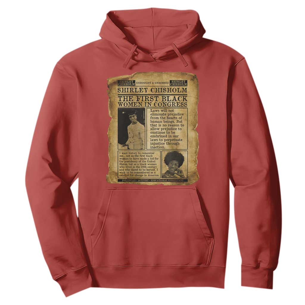 Vintage Newspaper Shirley Chisholm Hoodie First Black Woman In Congress TS12 Red Print Your Wear