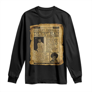Vintage Newspaper Shirley Chisholm Long Sleeve Shirt First Black Woman In Congress TS12 Black Print Your Wear