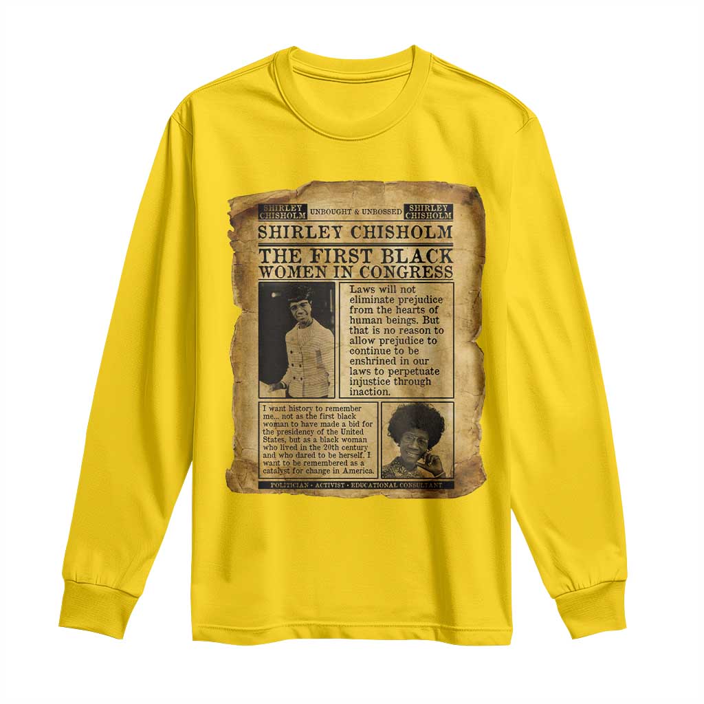 Vintage Newspaper Shirley Chisholm Long Sleeve Shirt First Black Woman In Congress TS12 Daisy Print Your Wear