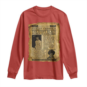 Vintage Newspaper Shirley Chisholm Long Sleeve Shirt First Black Woman In Congress TS12 Red Print Your Wear