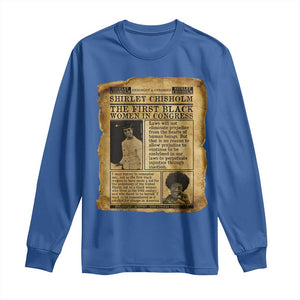 Vintage Newspaper Shirley Chisholm Long Sleeve Shirt First Black Woman In Congress TS12 Royal Blue Print Your Wear