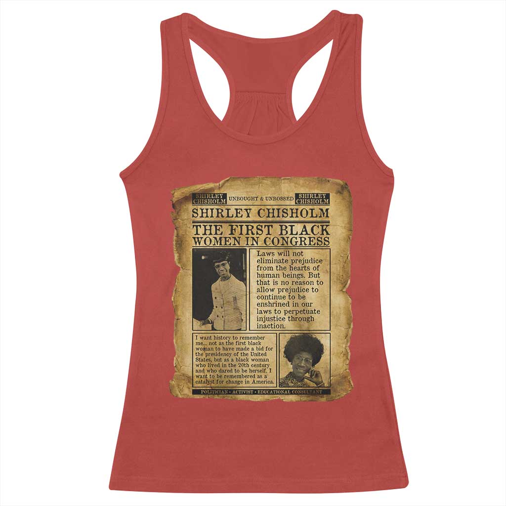 Vintage Newspaper Shirley Chisholm Racerback Tank Top First Black Woman In Congress TS12 Red Print Your Wear