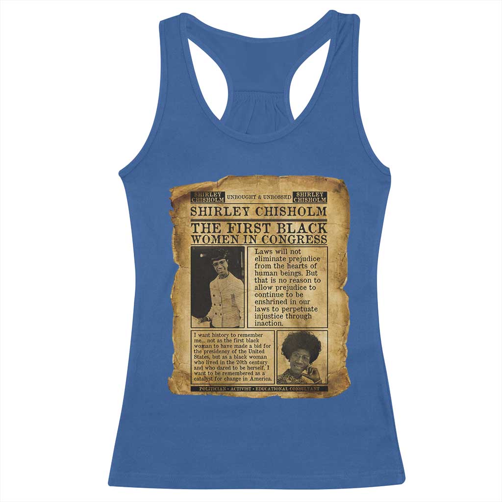 Vintage Newspaper Shirley Chisholm Racerback Tank Top First Black Woman In Congress TS12 Royal Blue Print Your Wear