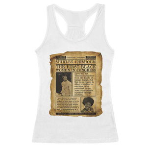 Vintage Newspaper Shirley Chisholm Racerback Tank Top First Black Woman In Congress TS12 White Print Your Wear