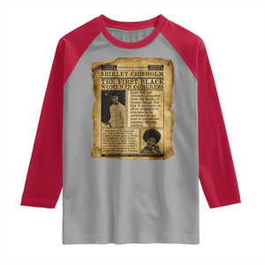 Vintage Newspaper Shirley Chisholm Raglan Shirt First Black Woman In Congress TS12 Sport Gray Red Print Your Wear