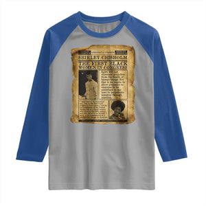 Vintage Newspaper Shirley Chisholm Raglan Shirt First Black Woman In Congress TS12 Sport Gray Royal Print Your Wear