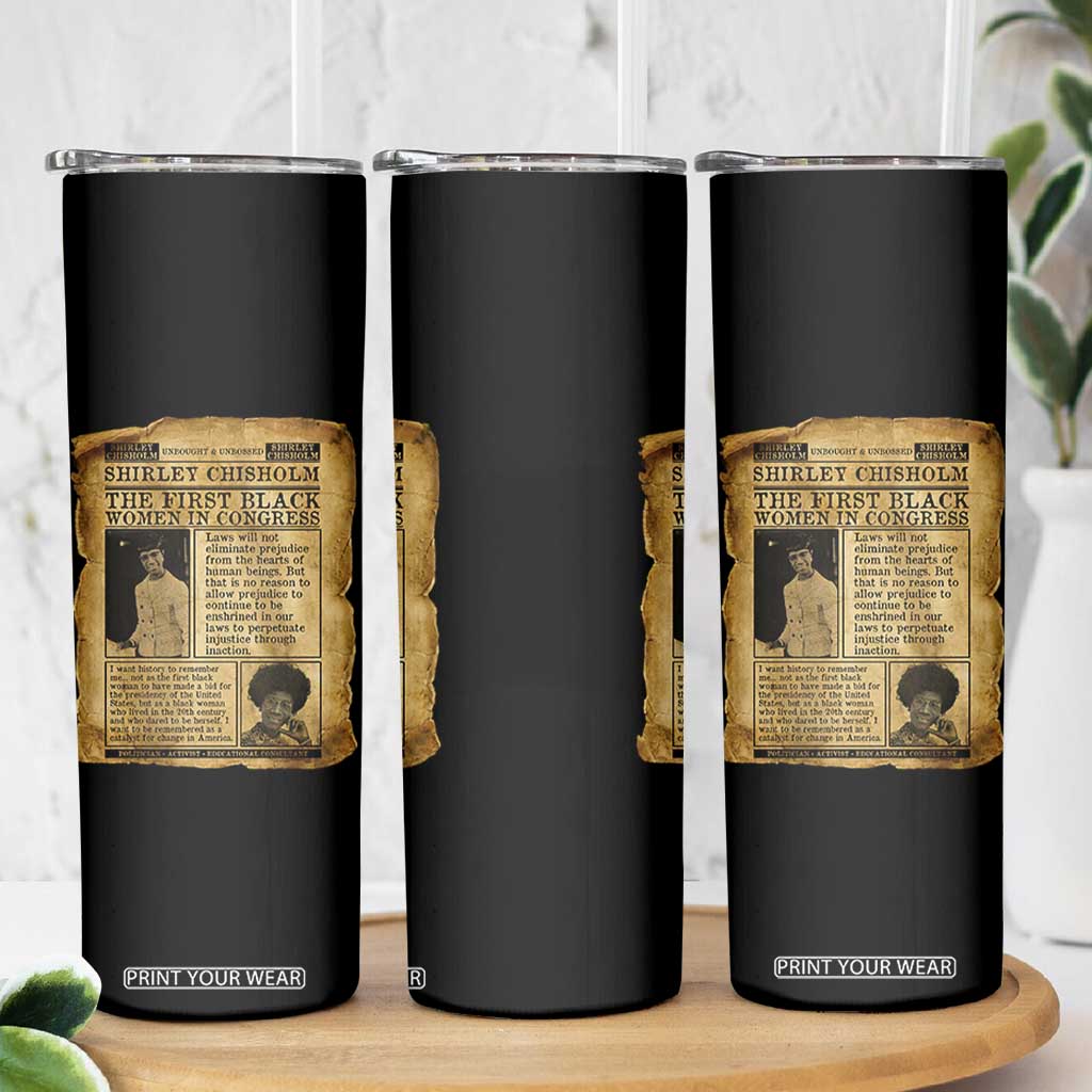 Vintage Newspaper Shirley Chisholm Skinny Tumbler First Black Woman In Congress TS12 Print Your Wear