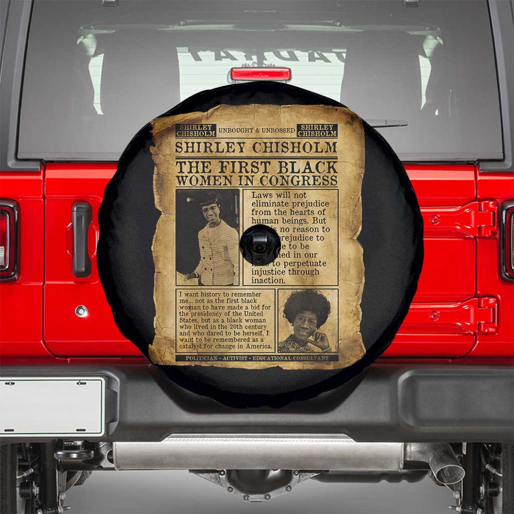 Vintage Newspaper Shirley Chisholm Spare Tire Cover First Black Woman In Congress TS12 Black Print Your Wear