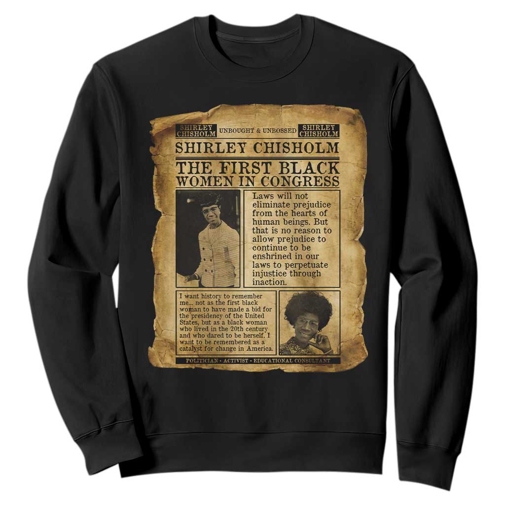 Vintage Newspaper Shirley Chisholm Sweatshirt First Black Woman In Congress TS12 Black Print Your Wear