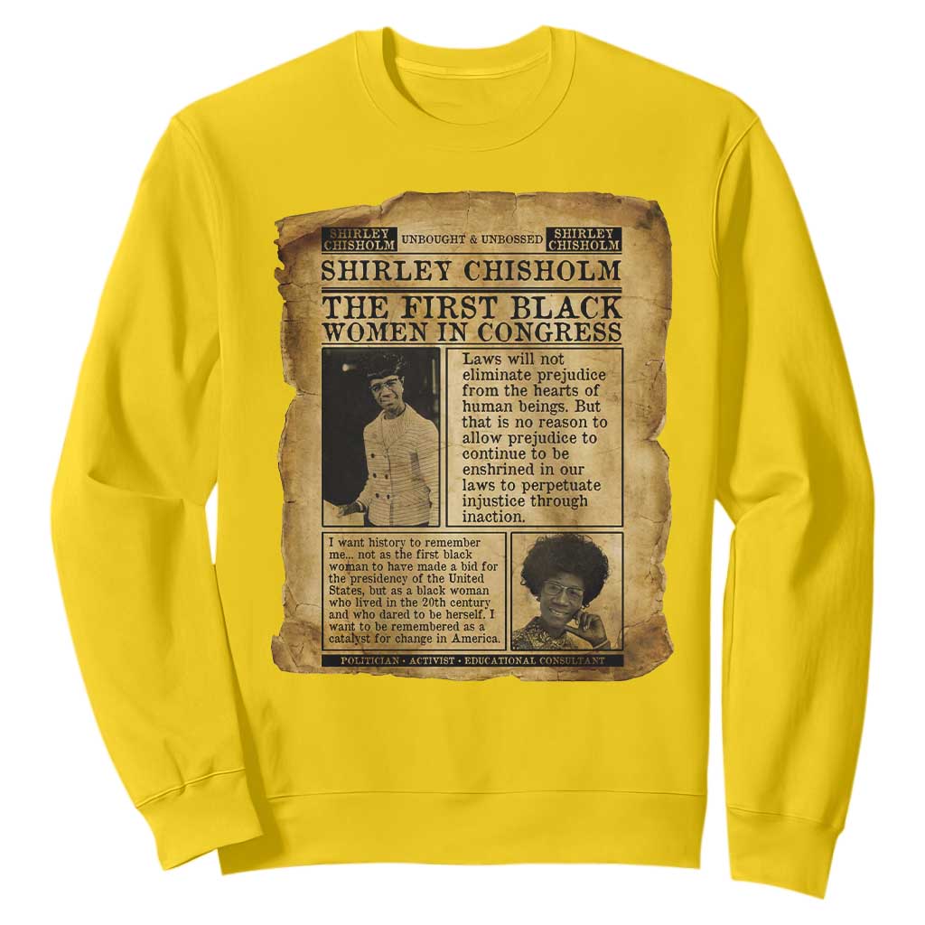 Vintage Newspaper Shirley Chisholm Sweatshirt First Black Woman In Congress TS12 Daisy Print Your Wear