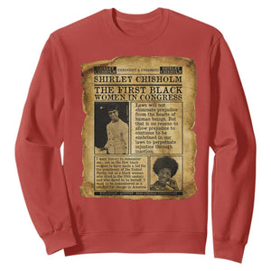 Vintage Newspaper Shirley Chisholm Sweatshirt First Black Woman In Congress TS12 Red Print Your Wear
