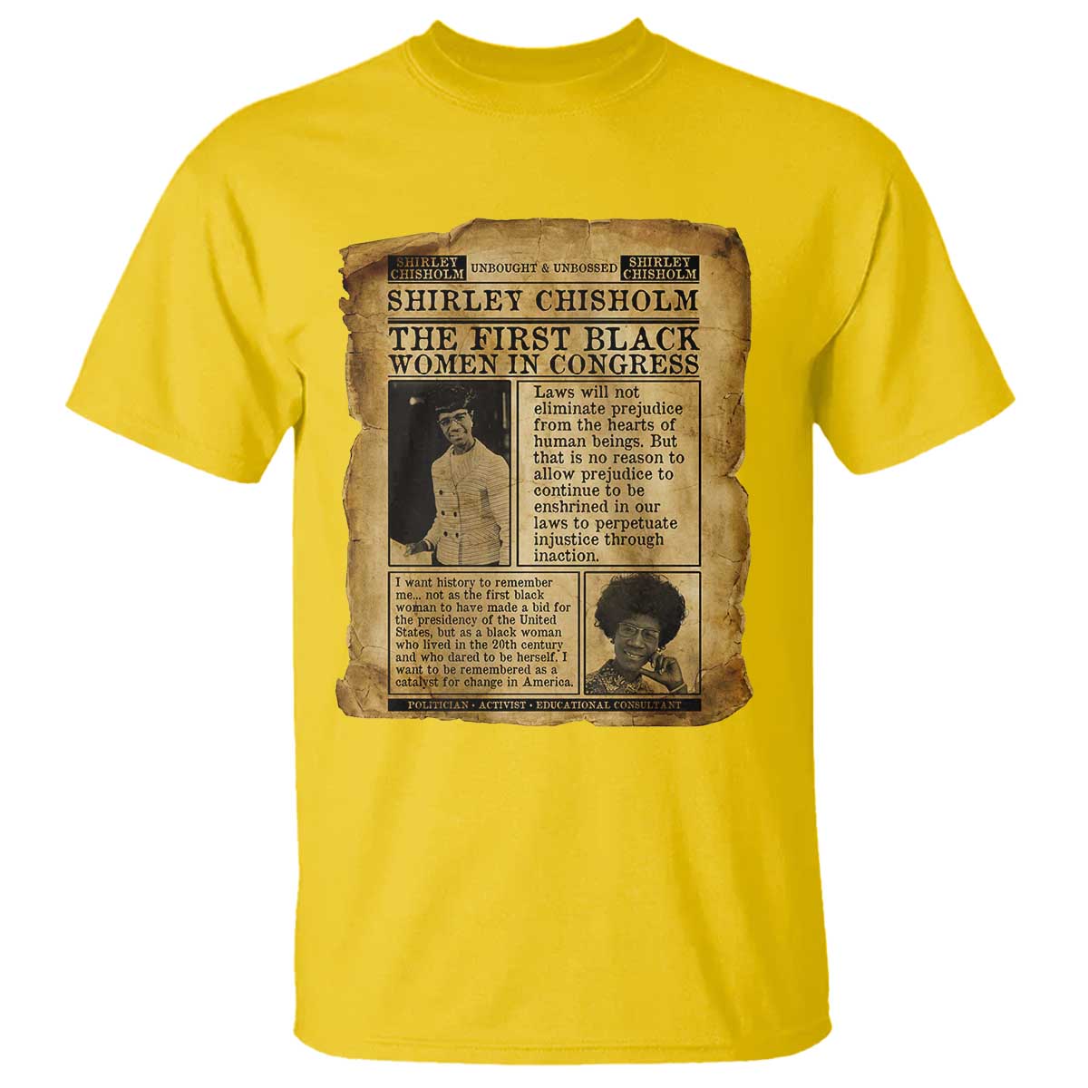Vintage Newspaper Shirley Chisholm T Shirt First Black Woman In Congress TS12 Daisy Print Your Wear