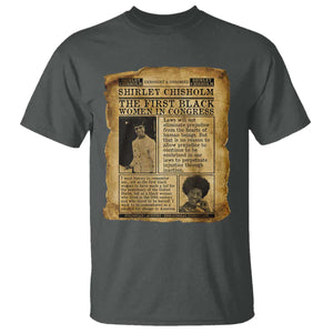 Vintage Newspaper Shirley Chisholm T Shirt First Black Woman In Congress TS12 Dark Heather Print Your Wear