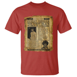 Vintage Newspaper Shirley Chisholm T Shirt First Black Woman In Congress TS12 Red Print Your Wear